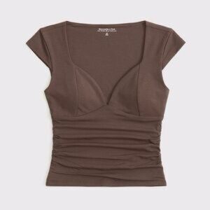 NWT✨ Abercrombie & Fitch - Brown Zoe Bra-Free Short Sleeve Top